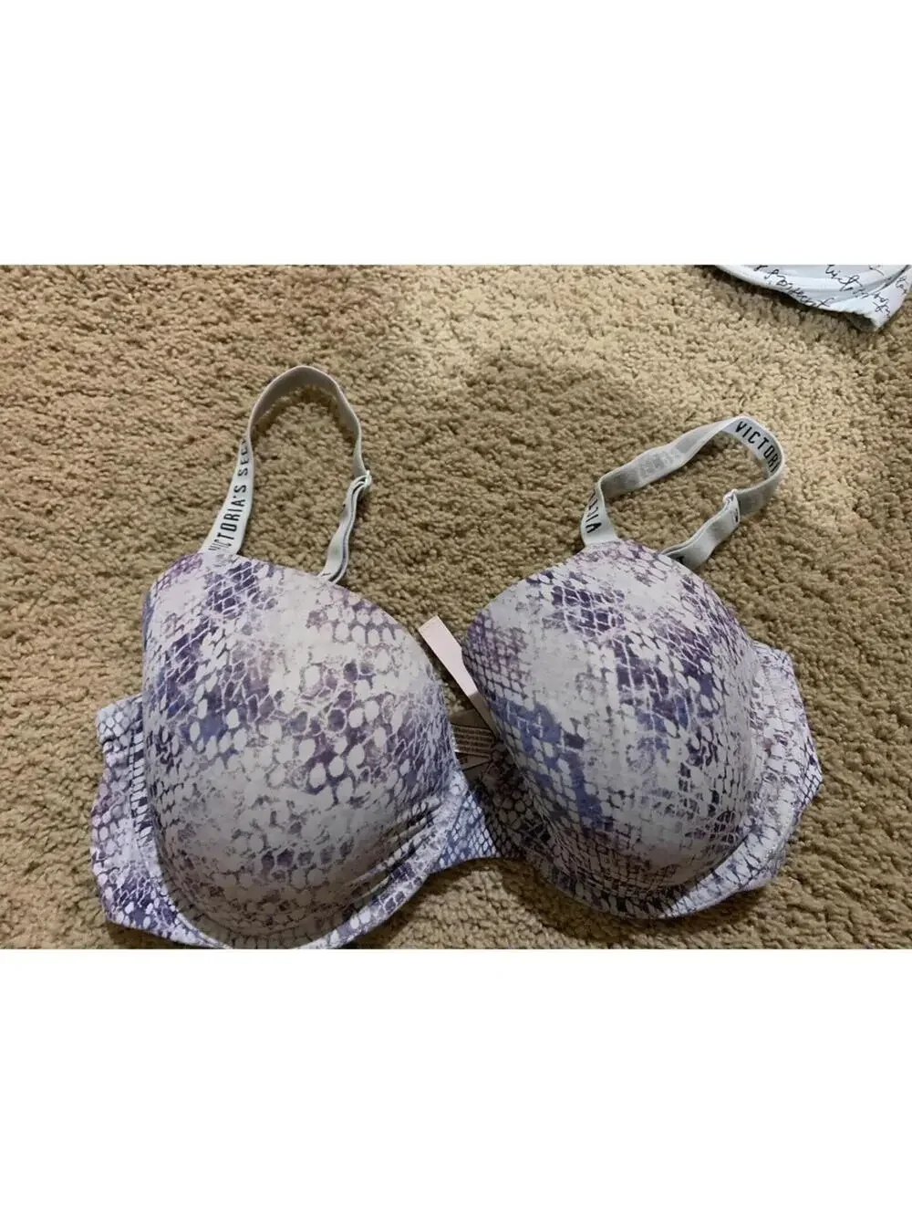 a lot of 2 Bra Victoria's Secret T-shirt lightly lined demi 36DD gray and purple